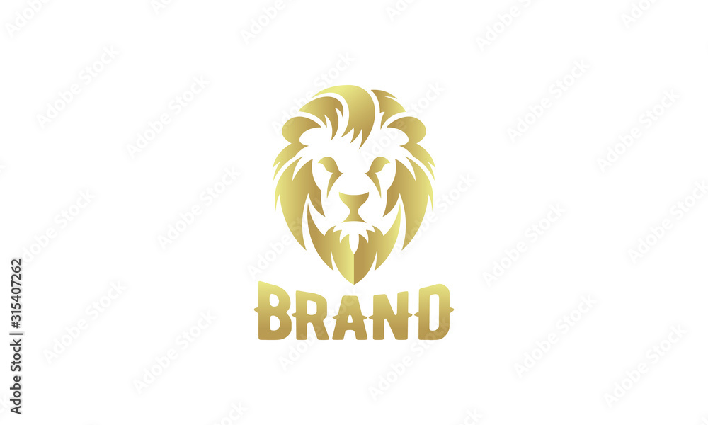 Fototapeta premium Golden Lion mascot logo for sale.