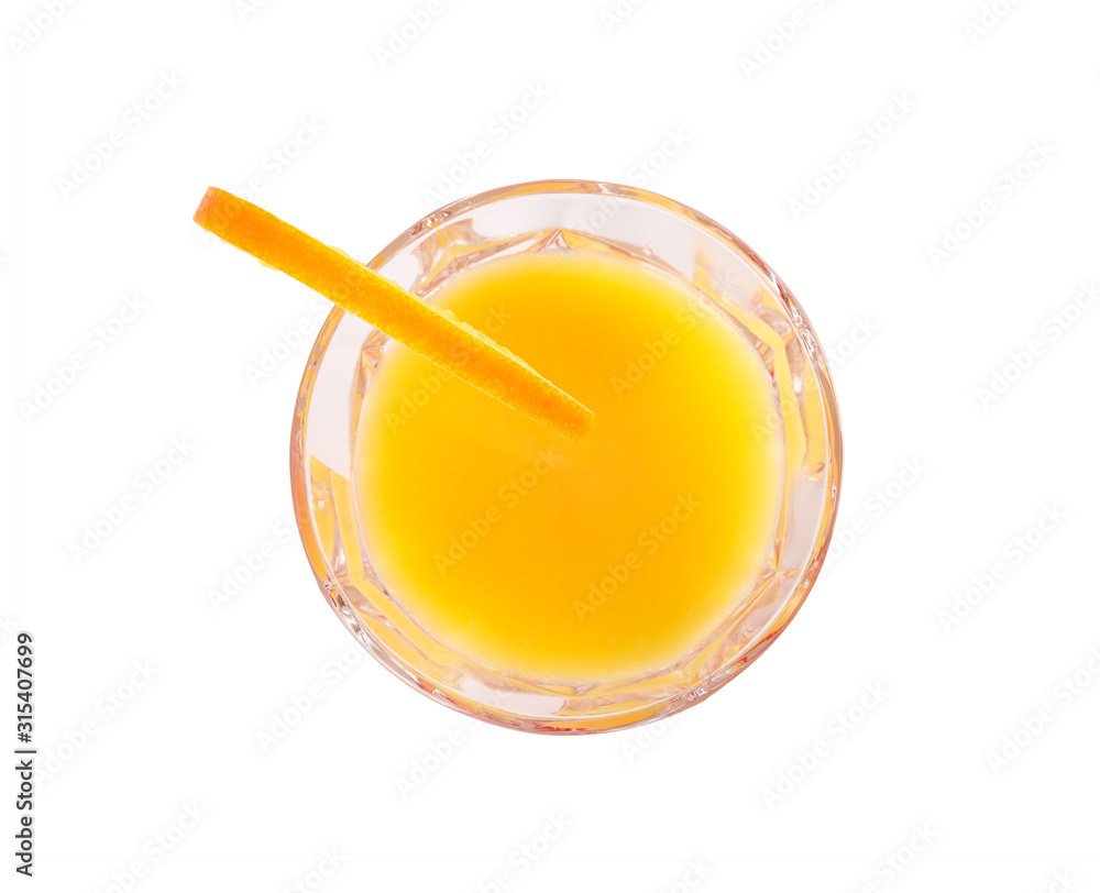 Fresh alcoholic Tequila Sunrise cocktail isolated on white, top view Fresh alcoholic Tequila Sunrise cocktail isolated on white, top view