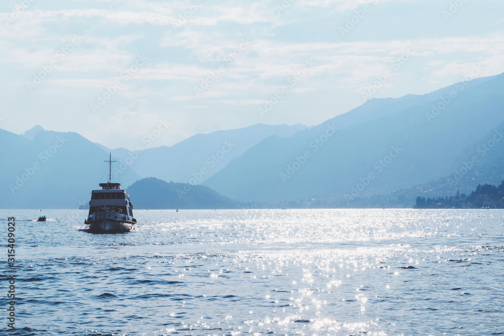 Beautiful view of Como Lake or Lago di Como in summer.