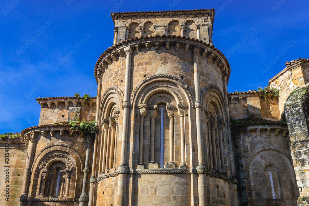 Close up on a apse of Santa Juliana Church and monastery in Santillana del Mar town, Spain
