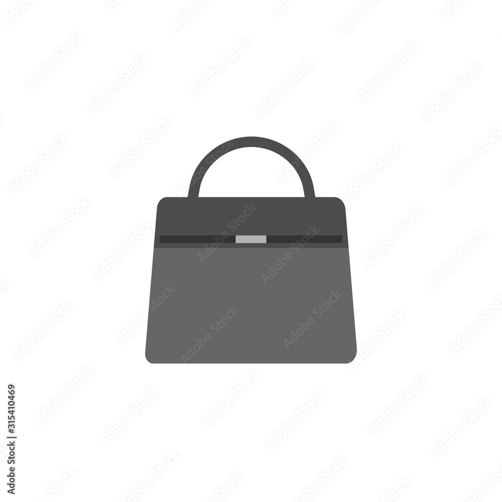 Grey bag flat vector icon isolated on white background. Grey bag flat vector icon isolated on white background.