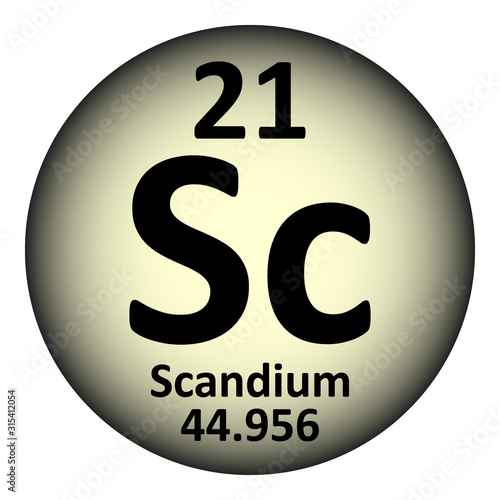 Periodic table element scandium icon.