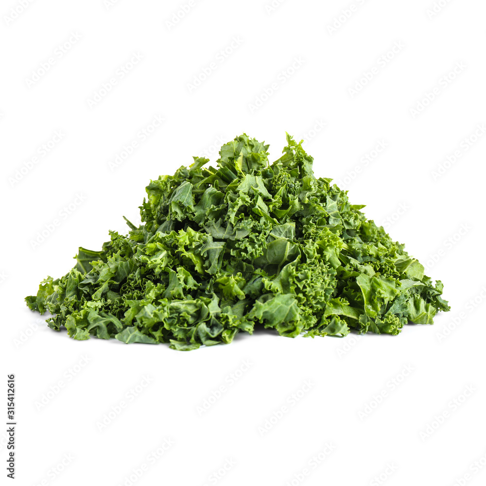 Fresh green kale leaves isolated on white Fresh green kale leaves isolated on white