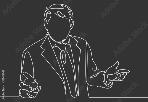 businessman in conference hall or seminar room- continuous line drawing