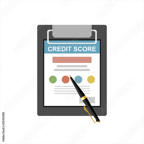 clipboard credit score .Concept personal credit score information. Vector illustration in flat style. 