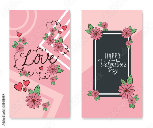 set of happy valentines day cards vector illustration design