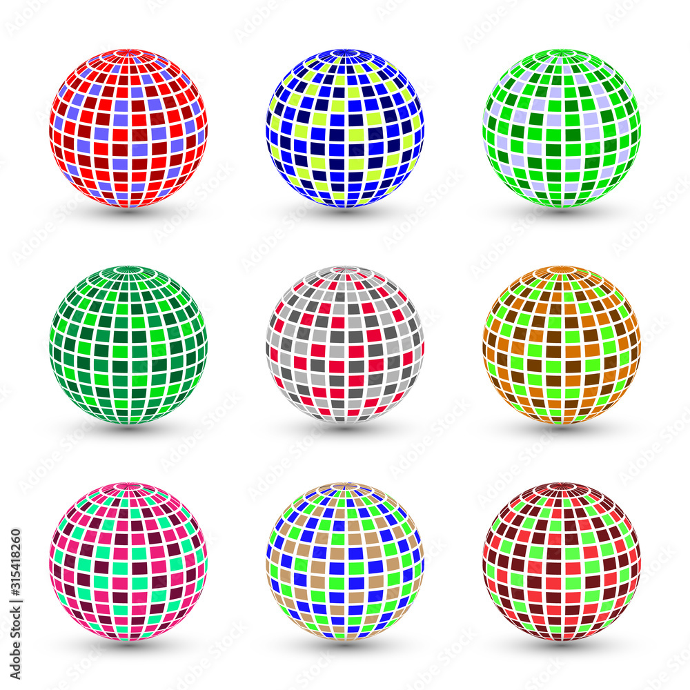 Flat Disco Ball Collection Isolated on White Background Flat Disco Ball Collection Isolated on White Background