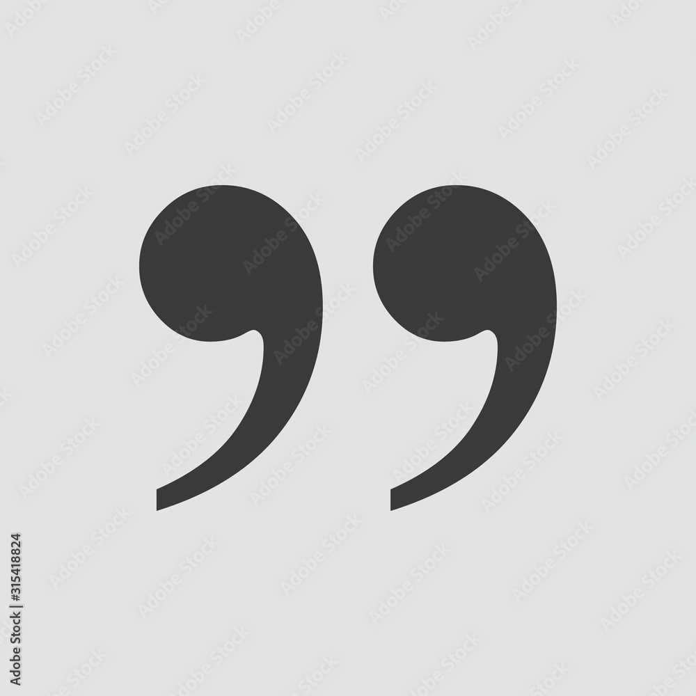 Double quotes icon isolated of flat style. Vector illustration. Double quotes icon isolated of flat style. Vector illustration.
