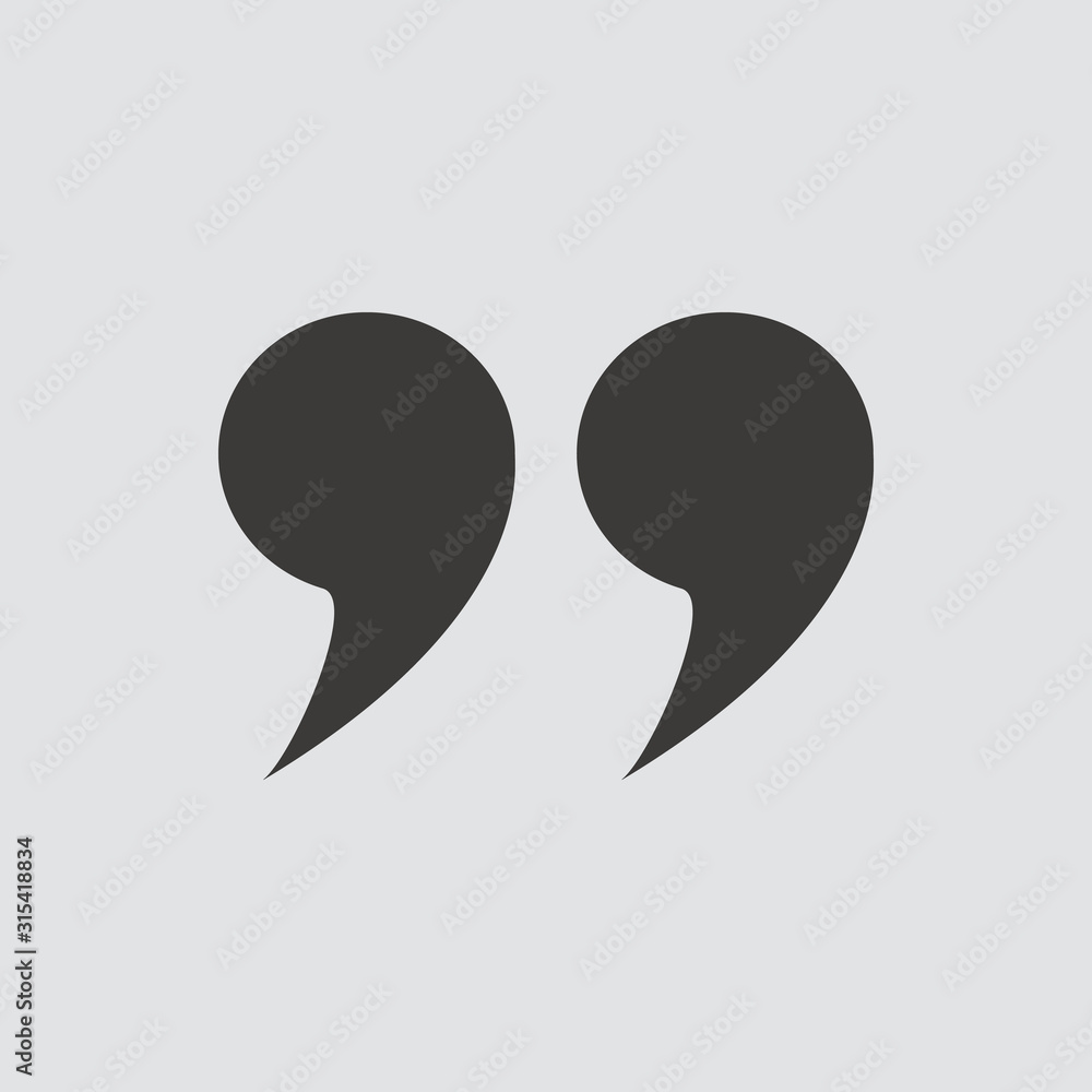 Double quotes icon isolated of flat style. Vector illustration. Double quotes icon isolated of flat style. Vector illustration.