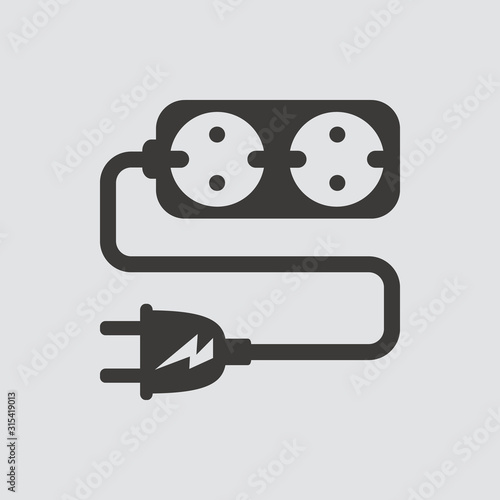 Extension cord icon isolated of flat style. Vector illustration.