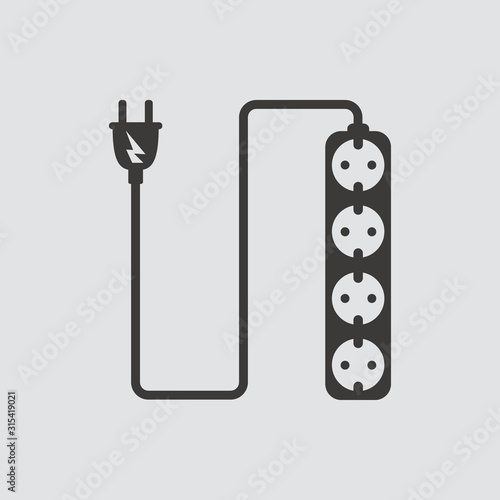 Extension cord icon isolated of flat style. Vector illustration.