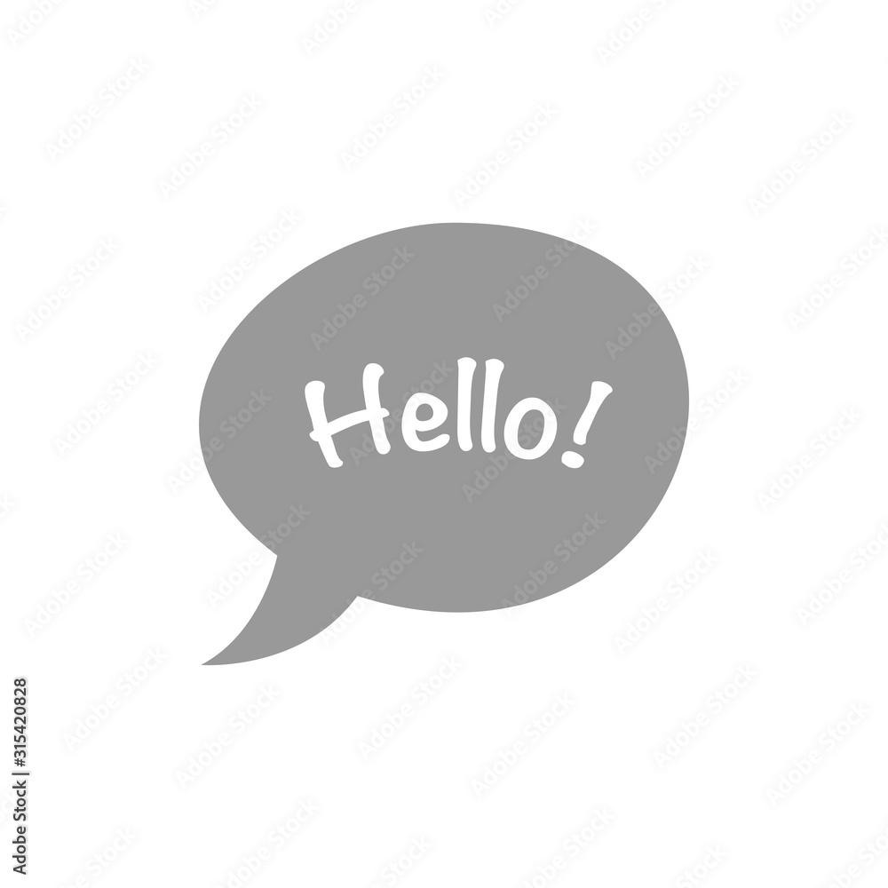 Hello chat bubble flat vector icon isolated on a white background. Hello chat bubble flat vector icon isolated on a white background.
