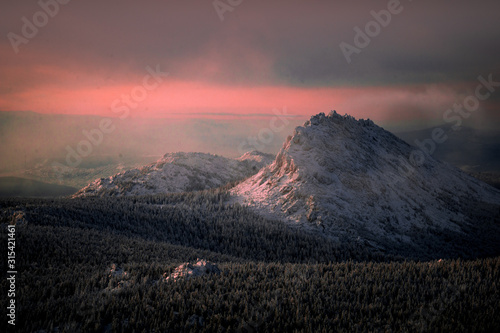 sunrise in the ural mountains