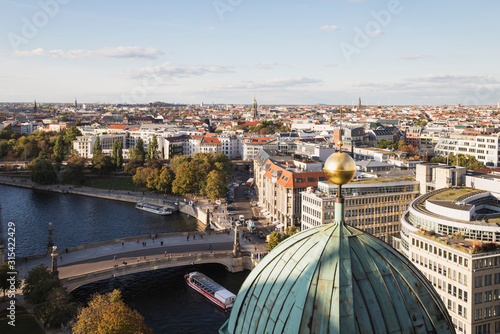 Germany, Berlin, City view from Berlin Cathedral towards Friedrichs Bridge, river Spree, James Simon Park and Hackescher Markt photo