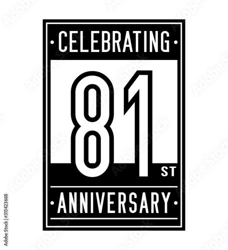 81 years logo design template. Anniversary vector and illustration.