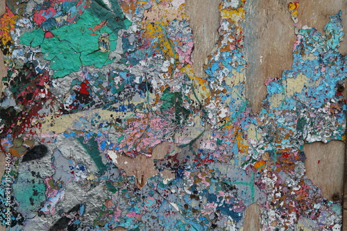 Detail of painted wooden board as abstract background