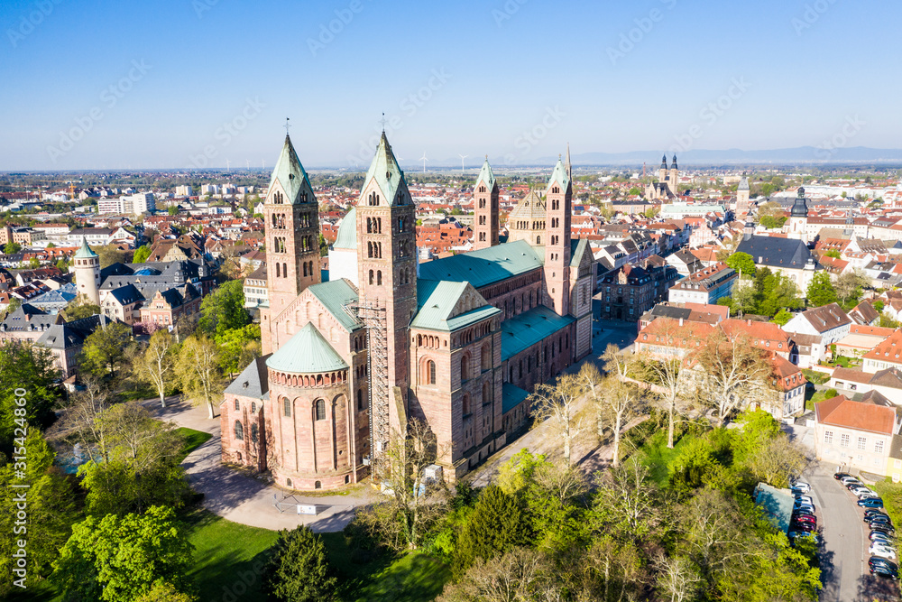Germany, Speyer, Aerial view of Speyer Cathedral