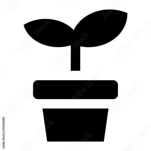 Plant Pot Glyph Icon Vector