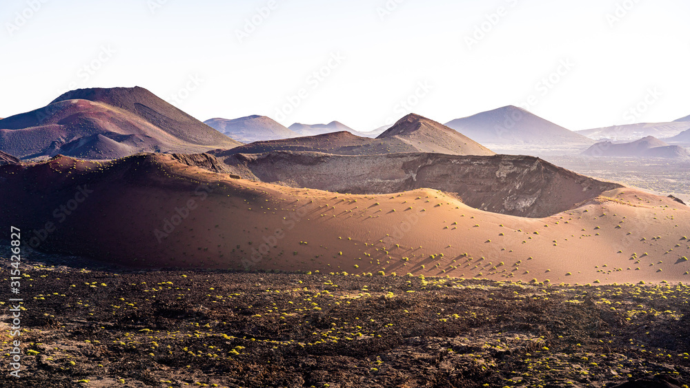 Volcanic landscape at Timanfaya National Park, Lanzarote, Spain, Europe