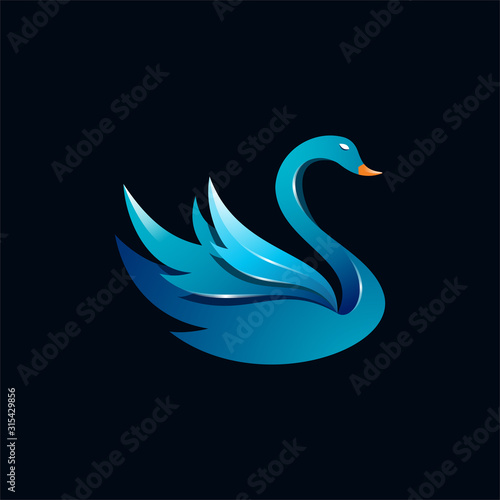Fototapeta Naklejka Na Ścianę i Meble -  swan bird wing feather vector logo icon illustration