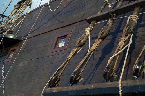 Board of old pirate ship in the port of Torrevieja, Alicante, Spain 2019