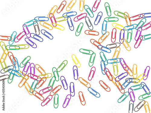 Stationary paperclips isolated on white background