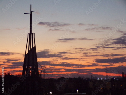 silhouette of church at sunset © HobbyFlash