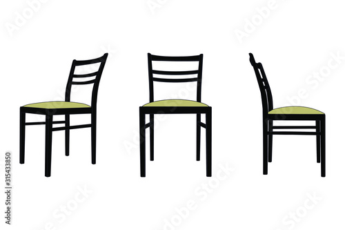 set of black chairs with a light seat. eps10 vector stock illustration