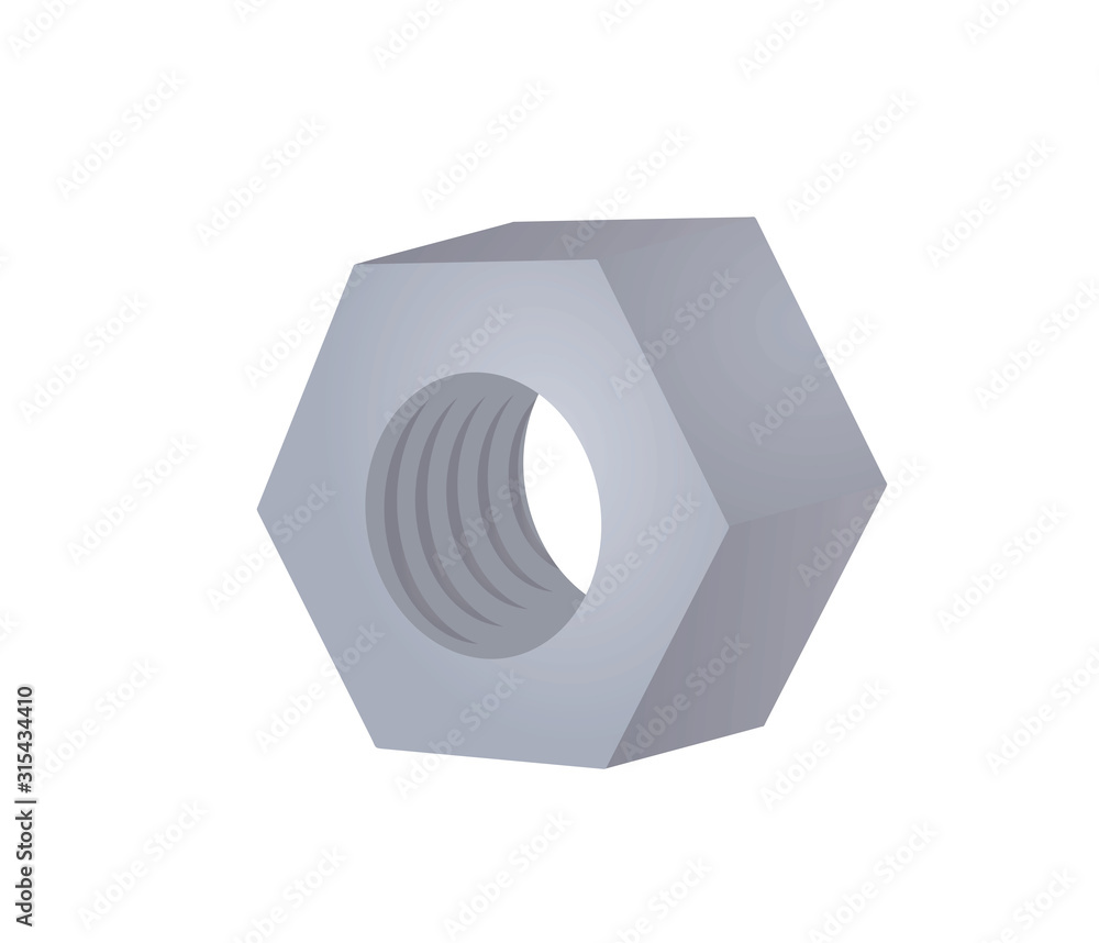 Fototapeta premium Grey metal nut. vector illustration