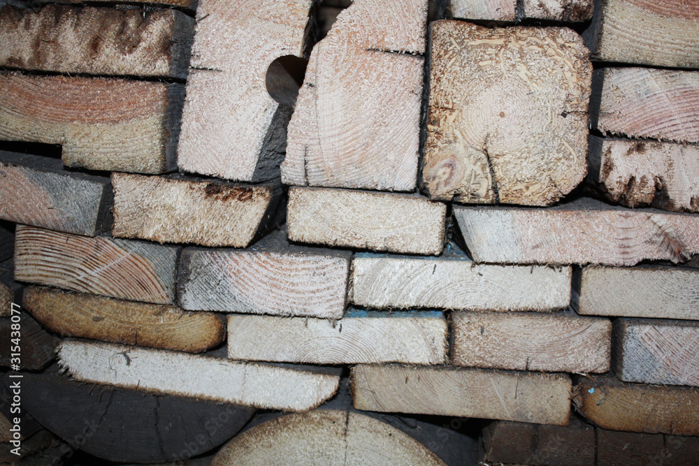Firewood background. Wooden organic texture.
