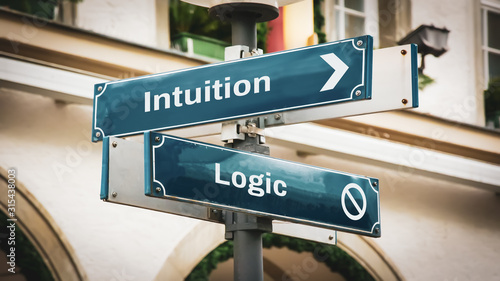 Obraz na plátně Street Sign Intuition versus Logic