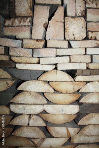 Obraz na płótnie Firewood background. Wooden organic texture. w salonie