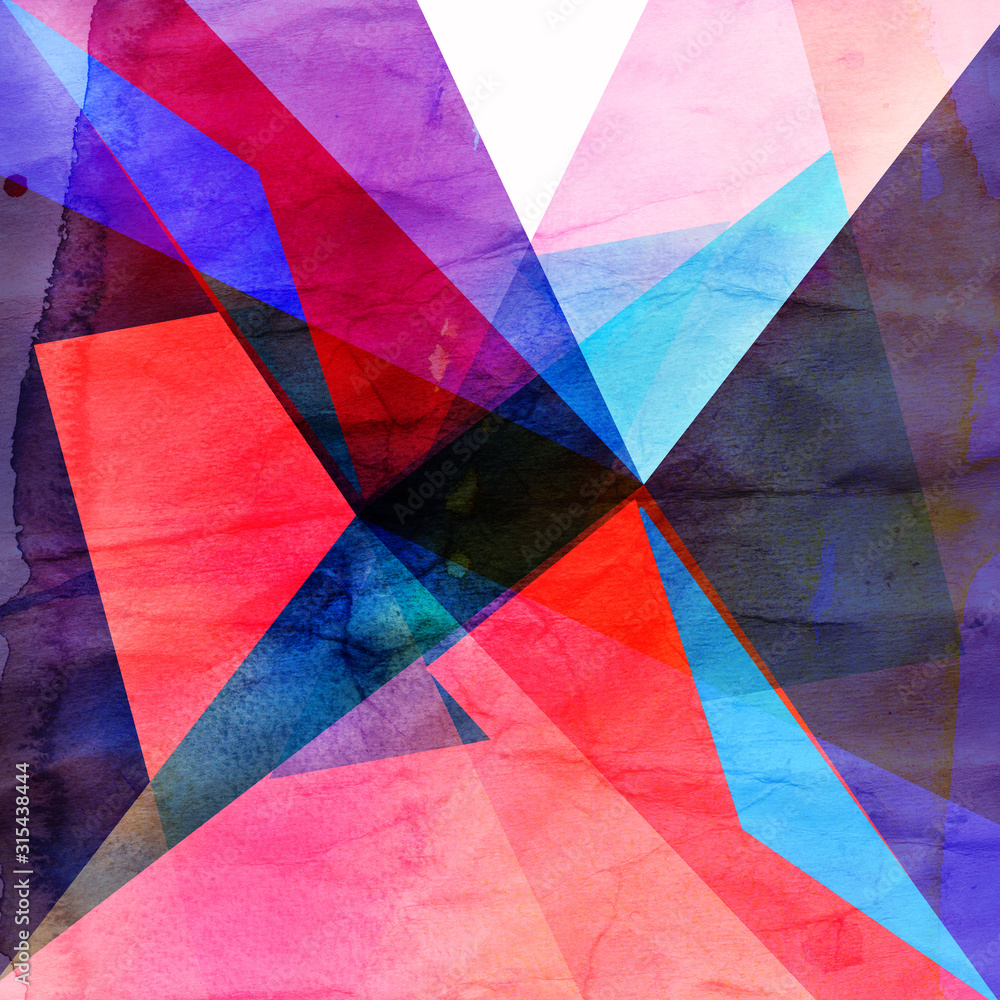 Fototapeta premium Abstract watercolor background with geometric elements