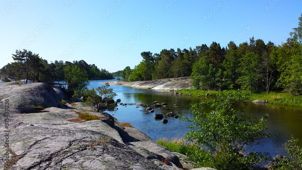 The Swedish coast in the summer.