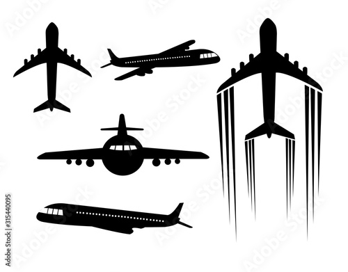 set of airplanes silhouettes icons vector illustration design