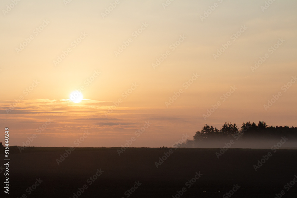 Lever de soleil sur un champ