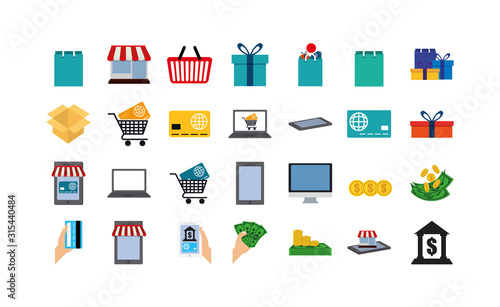 Isolated shopping and ecommerce icon set vector design