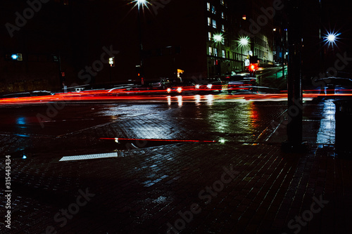 Photography traffic in the city at night