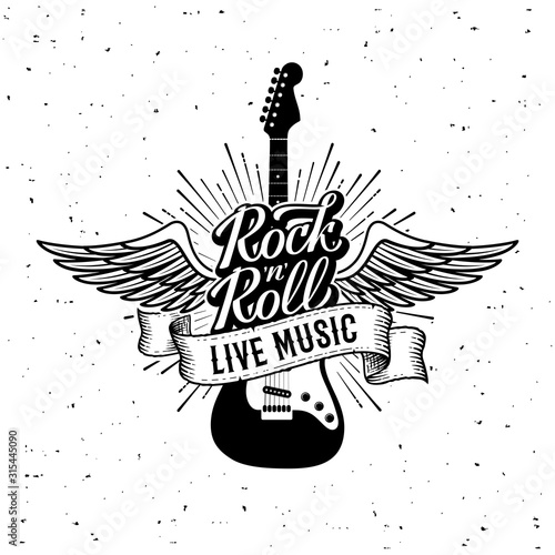 Rock and Roll Live Music Guitar Vector illustration