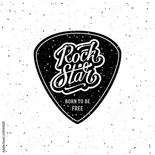 Rock Star Plectrum Grunge White Vector illustration