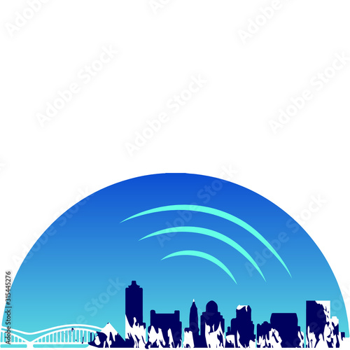 Memphis City in snow beautiful artwork - VECTOR