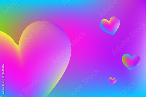 Heart in neon colors valentines day liquid background