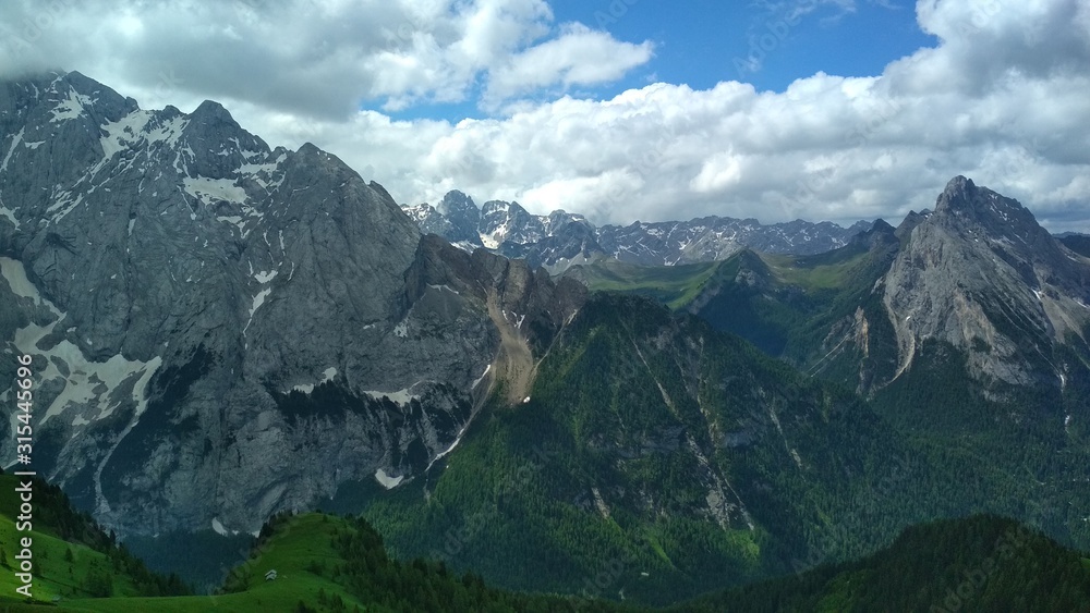 Great view of the top Cadini di Misurina range in National Park Tre Cime di Lavaredo. Dolomites, South Tyrol. Location Auronzo, Italy, Europe. Dramatic unusual scene. Beauty world.