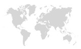 World map on white background. World map template with continents, North and South America, Europe and Asia, Africa and Australia