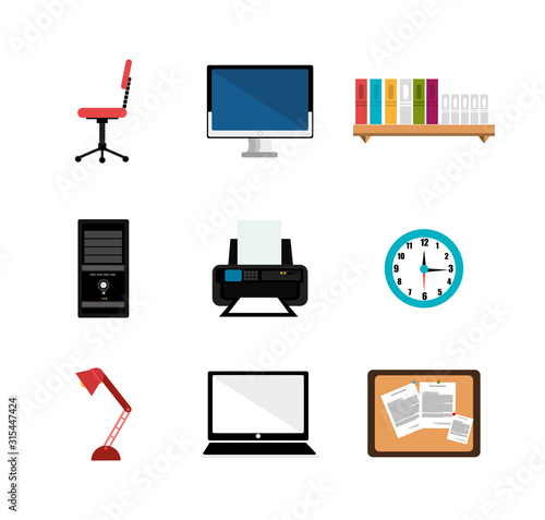Foto set of equipments office icons vector illustration design