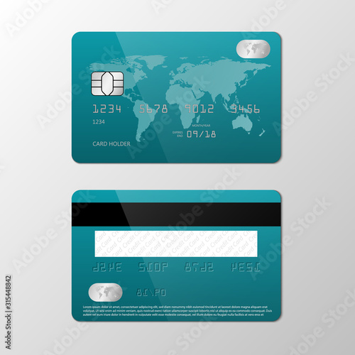 Realistic credit card mockup template, vector illustration