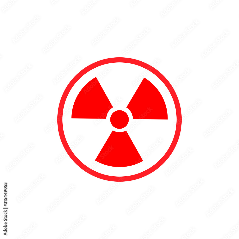 Nuclear warning flat vector icon isolated on a white background.Nuclear hazard caution sign. Nuclear warning flat vector icon isolated on a white background.Nuclear hazard caution sign.