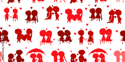 Couple in love kissing, valentine seamless pattern for your design
