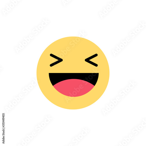 Facebook haha emoji.Smiling face flat vector icon isolated on a white background.Happy face.