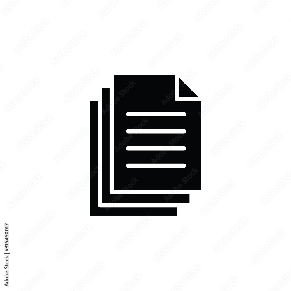 Document icon. Paper icon. Note symbol. Vector icon, symbol for website design, app. Document icon. Paper icon. Note symbol. Vector icon, symbol for website design, app.